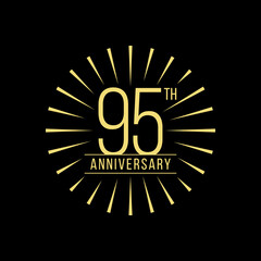95 Years Anniversary Celebration with Firework Logo Design Template On Black Background