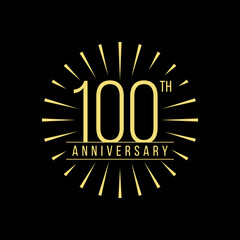 100 Years Anniversary Celebration with Firework Logo Design Template On Black Background