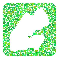 Map of Djibouti mosaic designed with rounded rectangle and stencil. Vector map of Djibouti mosaic of spheric blots in variable sizes and green shades.