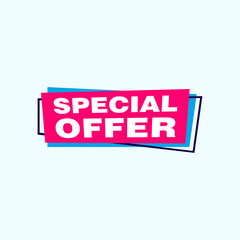Special offer vector ribbon design template. Banner sale tag. Market special offer discount label