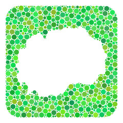 Map of Macedonia collage designed with rounded rectangle and subtracted shape. Vector map of Macedonia collage of round dots in various sizes and green shades.