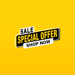 Special offer vector ribbon design template. Banner sale tag. Market special offer discount label