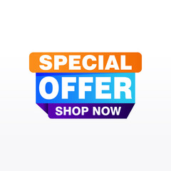 Special offer vector ribbon design template. Banner sale tag. Market special offer discount label