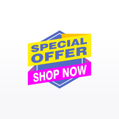 Special offer vector ribbon design template. Banner sale tag. Market special offer discount label