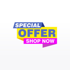 Special offer vector ribbon design template. Banner sale tag. Market special offer discount label