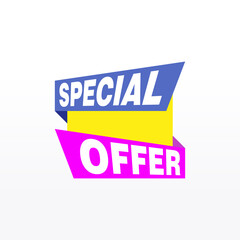 Special offer vector ribbon design template. Banner sale tag. Market special offer discount label