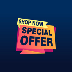 Special offer vector ribbon design template. Banner sale tag. Market special offer discount label