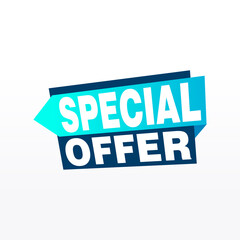 Special offer vector ribbon design template. Banner sale tag. Market special offer discount label
