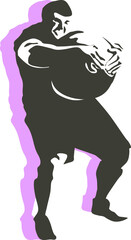 Men in their free time compete in power and stone throwing