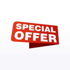 Special offer vector ribbon design template. Banner sale tag. Market special offer discount label