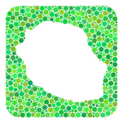 Map of Reunion Island collage designed with rounded rectangle and carved shape. Vector map of Reunion Island collage of circles in various sizes and green color tinges.