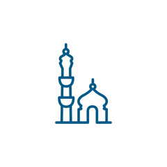 Mosque Line Blue Icon On White Background. Blue Flat Style Vector Illustration.
