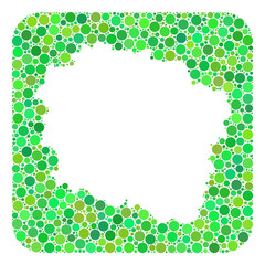 Map of Kujawy-Pomerania Province collage designed with rounded rectangle and carved shape. Vector map of Kujawy-Pomerania Province collage of circles in various sizes and green shades.