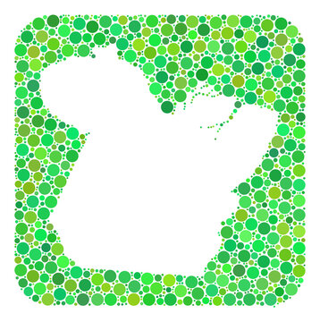 Map of Paral State collage created with rounded rectangle and hole. Vector map of Paral State collage of dots in different sizes and green color hues. Created for national and education purposes.