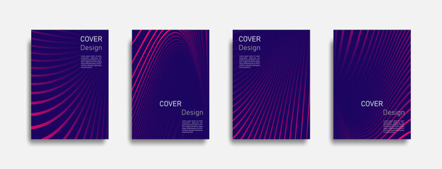 Abstract colorful line design background set, graphic banner cover and advertising design layout template. Eps10 vector.