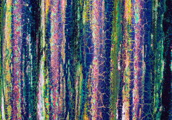 Old weathered corrugated sheet /panel with peeled paint. Background texture of rusty painted corrugated iron cladding