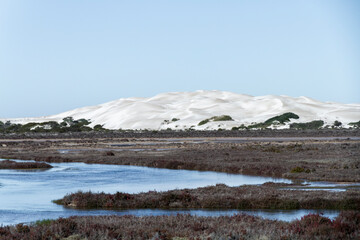 Sand dunes and salt lakes at point Sinclair, South Australia
