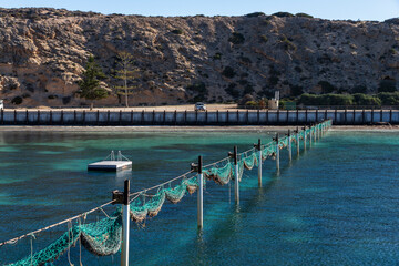 The shark nets at Point Sinclair in South Australia, known for Great White Sharks. 