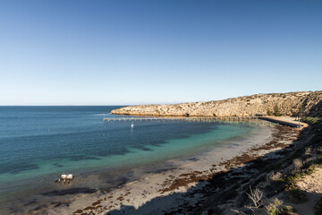Fototapeta na wymiar Point Sinclair in South Australia, a remote village know for surf and white pointer sharks. 