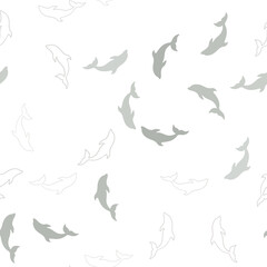 Light Gray vector seamless texture with dolphins.