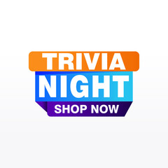 Trivia Night labels banners vector ribbon design template. Banner sale tag. Market special offer discount label