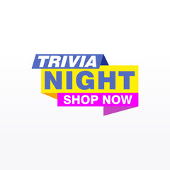Trivia Night labels banners vector ribbon design template. Banner sale tag. Market special offer discount label