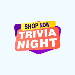Trivia Night labels banners vector ribbon design template. Banner sale tag. Market special offer discount label