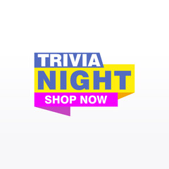 Trivia Night labels banners vector ribbon design template. Banner sale tag. Market special offer discount label