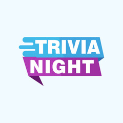 Trivia Night labels banners vector ribbon design template. Banner sale tag. Market special offer discount label