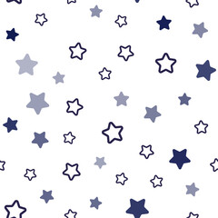Dark BLUE vector seamless layout with bright stars.