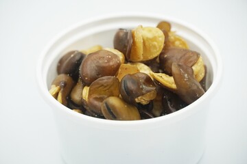 dry Broad bean on white background