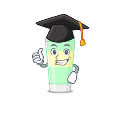 Happy proud of cleansing foam caricature design with hat for graduation ceremony