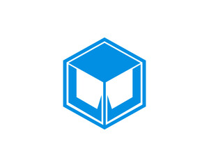 Abstract cube in blue