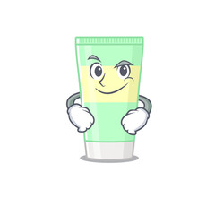 A cute arrogant caricature design of cleansing foam having confident gesture