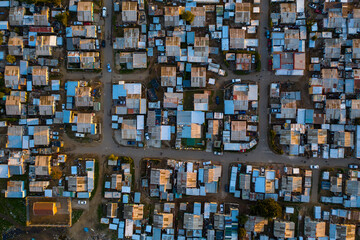 Aerial view of a township near Cape Town, South Africa - obrazy, fototapety, plakaty