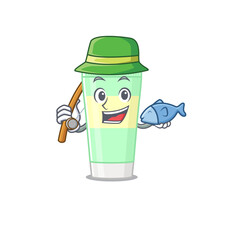 Cartoon design style of cleansing foam goes to fishing
