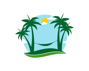 Palm tree with swing in the beach