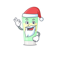 cartoon character of cleansing foam Santa having cute ok finger