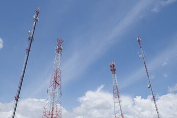 tower crane on blue sky background