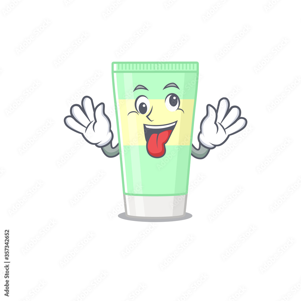 Poster A mascot design of cleansing foam having a funny crazy face