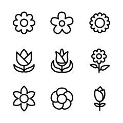 flower icon set line art design editable stroke