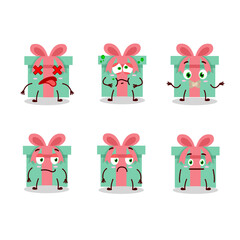 Gift cartoon in character with nope expression