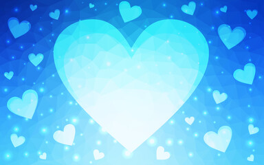Light BLUE vector  template with doodle hearts.