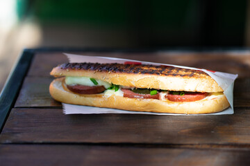 hot dog with mustard and ketchup