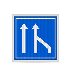 End of additional lane road sign