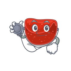 Smiley doctor cartoon character of meatloaf with tools