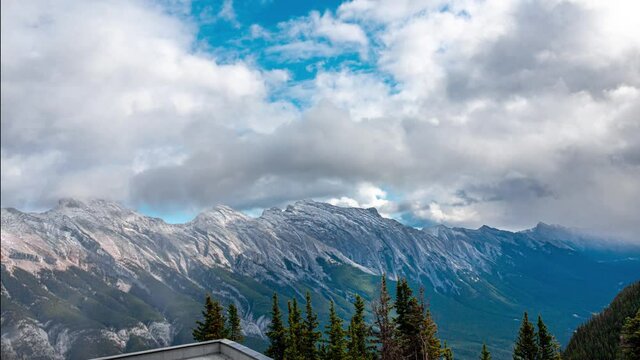 Banff Massive Mountain Range Overlook Mt- Rundle Time Lapse 4K_1