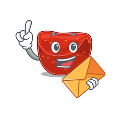 A picture of cheerful meatloaf cartoon design with brown envelope