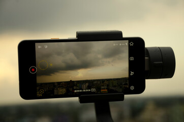Savar, Dhaka, Bangladesh-June 5, 2020:  Mobile phone Google pixel 3A is shooting a video using...
