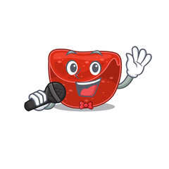 cartoon character of meatloaf sing a song with a microphone